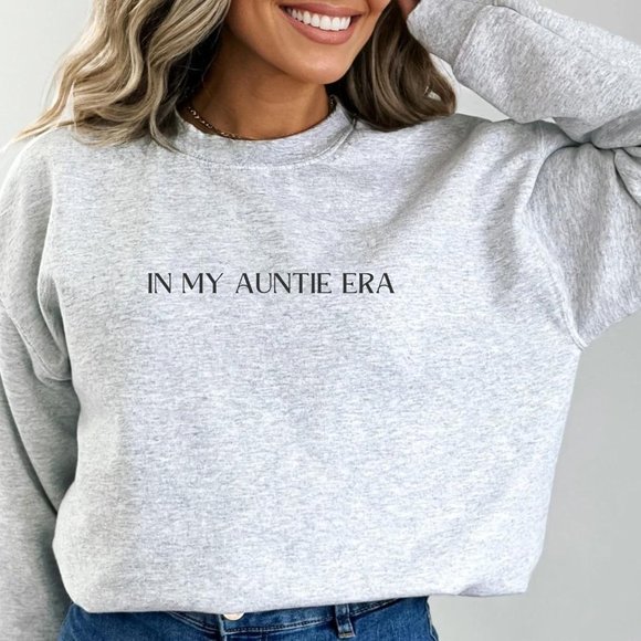 In My Auntie Era Pink Long Sleeve Crewneck Unisex Sweatshirt - Picture 4 of 8